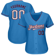 Загрузить изображение в средство просмотра галереи, Custom Powder Blue White-Crimson Authentic Baseball Jersey