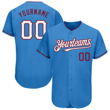 Загрузить изображение в средство просмотра галереи, Custom Powder Blue White-Crimson Authentic Baseball Jersey