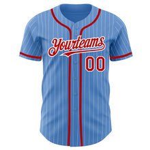 Загрузить изображение в средство просмотра галереи, Custom Powder Blue White Pinstripe Red Authentic Baseball Jersey