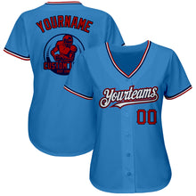 Загрузить изображение в средство просмотра галереи, Custom Powder Blue Red-Navy Pinstripe Red Authentic Baseball Jersey