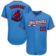 Загрузить изображение в средство просмотра галереи, Custom Powder Blue Red-Navy Pinstripe Red Authentic Baseball Jersey