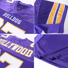 Загрузить изображение в средство просмотра галереи, Custom Purple White-Gold Mesh Authentic Football Jersey