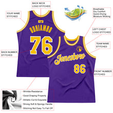 Charger l'image dans la galerie, Custom Purple Gold-White Authentic Throwback Basketball Jersey