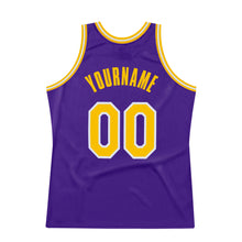 Charger l'image dans la galerie, Custom Purple Gold-White Authentic Throwback Basketball Jersey
