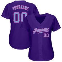 Laden Sie das Bild in den Galerie-Viewer, Custom Purple Light Blue-Pink Authentic Baseball Jersey