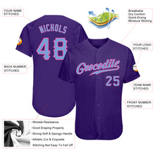 Laden Sie das Bild in den Galerie-Viewer, Custom Purple Light Blue-Pink Authentic Baseball Jersey