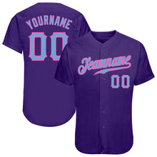 Laden Sie das Bild in den Galerie-Viewer, Custom Purple Light Blue-Pink Authentic Baseball Jersey