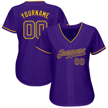 Загрузить изображение в средство просмотра галереи, Custom Purple Purple-Gold Authentic Baseball Jersey