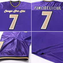 Load image into Gallery viewer, Custom Purple Old Gold-Black Mesh Authentic Throwback Football Jersey