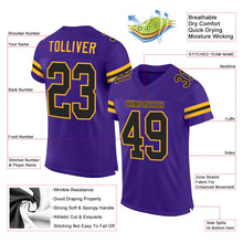 Загрузить изображение в средство просмотра галереи, Custom Purple Black-Gold Mesh Authentic Football Jersey