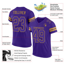 Load image into Gallery viewer, Custom Purple Purple-Old Gold Mesh Authentic Football Jersey
