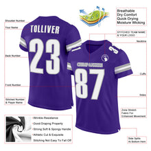 Laden Sie das Bild in den Galerie-Viewer, Custom Purple White-Gray Mesh Authentic Football Jersey