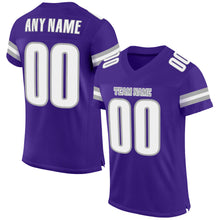 Laden Sie das Bild in den Galerie-Viewer, Custom Purple White-Gray Mesh Authentic Football Jersey
