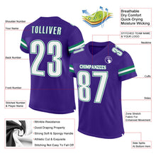 Загрузить изображение в средство просмотра галереи, Custom Purple White-Kelly Green Mesh Authentic Football Jersey
