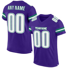 Загрузить изображение в средство просмотра галереи, Custom Purple White-Kelly Green Mesh Authentic Football Jersey