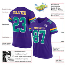 Загрузить изображение в средство просмотра галереи, Custom Purple Aqua-Gold Mesh Authentic Football Jersey