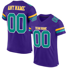 Загрузить изображение в средство просмотра галереи, Custom Purple Aqua-Gold Mesh Authentic Football Jersey