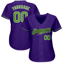 Загрузить изображение в средство просмотра галереи, Custom Purple Neon Green-White Authentic Baseball Jersey