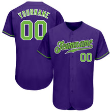 Загрузить изображение в средство просмотра галереи, Custom Purple Neon Green-White Authentic Baseball Jersey