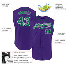 Laden Sie das Bild in den Galerie-Viewer, Custom Purple Kelly Green-White Authentic Sleeveless Baseball Jersey