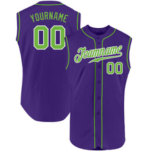 Laden Sie das Bild in den Galerie-Viewer, Custom Purple Neon Green-White Authentic Sleeveless Baseball Jersey