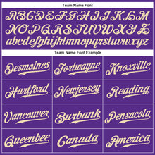 Load image into Gallery viewer, Custom Purple Cream-Gold Authentic Sleeveless Baseball Jersey
