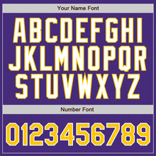 Загрузить изображение в средство просмотра галереи, Custom Purple White Pinstripe Gold-White Authentic Baseball Jersey