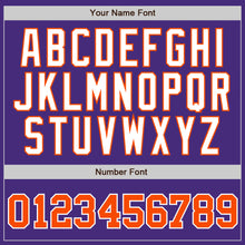 Laden Sie das Bild in den Galerie-Viewer, Custom Purple White Pinstripe Orange-White Authentic Baseball Jersey