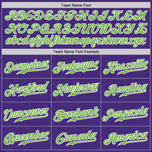 Charger l'image dans la galerie, Custom Purple White Pinstripe Neon Green-White Authentic Baseball Jersey