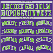 Load image into Gallery viewer, Custom Purple Neon Green-White Authentic Throwback Basketball Jersey