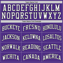 Load image into Gallery viewer, Custom Purple White-Black Authentic Throwback Basketball Jersey