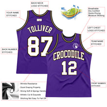 Load image into Gallery viewer, Custom Purple White-Old Gold Authentic Throwback Basketball Jersey