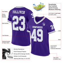 Laden Sie das Bild in den Galerie-Viewer, Custom Purple White-Gray Mesh Authentic Throwback Football Jersey
