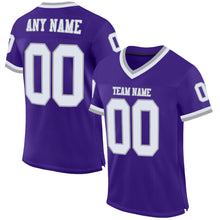Laden Sie das Bild in den Galerie-Viewer, Custom Purple White-Gray Mesh Authentic Throwback Football Jersey