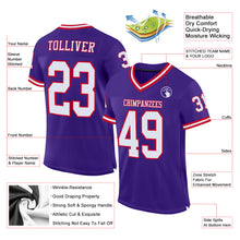 Load image into Gallery viewer, Custom Purple White-Red Mesh Authentic Throwback Football Jersey