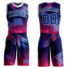 Laden Sie das Bild in den Galerie-Viewer, Custom Purple Royal-Pink Round Neck Sublimation Basketball Suit Jersey