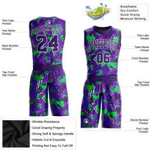Load image into Gallery viewer, Custom Purple Purple-White Music Festival Round Neck Sublimation Basketball Suit Jersey