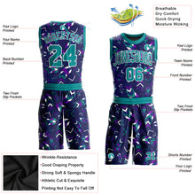 Загрузить изображение в средство просмотра галереи, Custom Purple Aqua-White Music Festival Round Neck Sublimation Basketball Suit Jersey