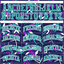 Загрузить изображение в средство просмотра галереи, Custom Purple Aqua-White Music Festival Round Neck Sublimation Basketball Suit Jersey