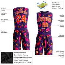 Загрузить изображение в средство просмотра галереи, Custom Purple Orange-Gold Music Festival Round Neck Sublimation Basketball Suit Jersey