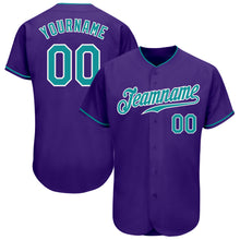 Загрузить изображение в средство просмотра галереи, Custom Purple Teal-White Authentic Baseball Jersey