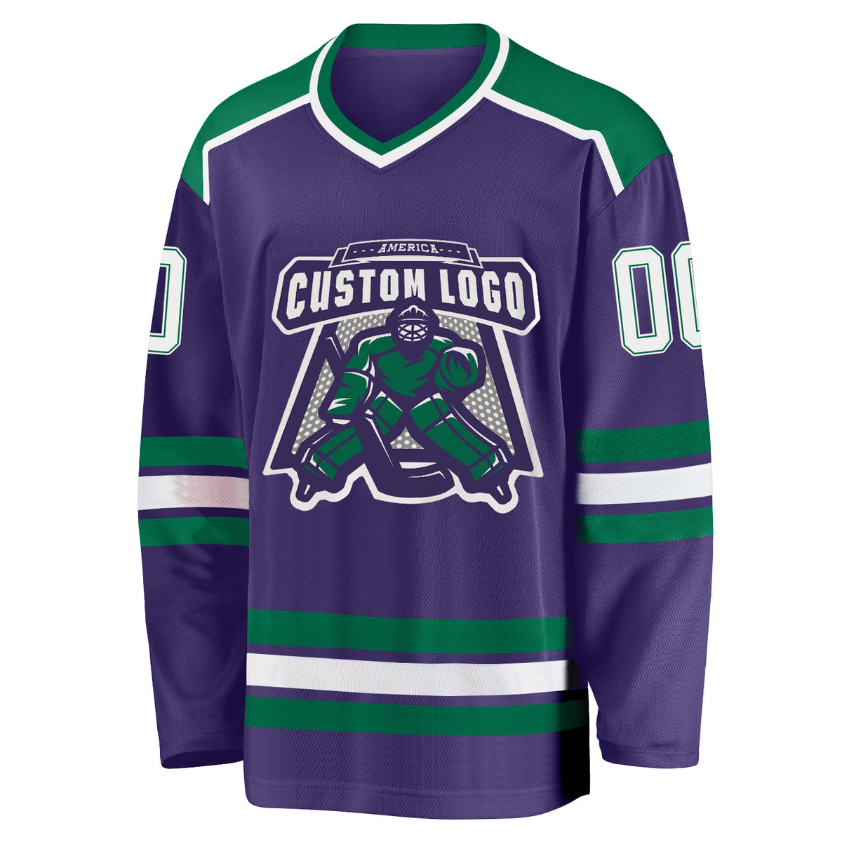 Custom Hockey Jerseys with The Johnny Canuck Twill Logo Youth Small / (Just Number) / Blue