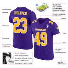 Load image into Gallery viewer, Custom Purple Gold-White Mesh Authentic Football Jersey