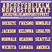 Load image into Gallery viewer, Custom Purple Gold-White Mesh Authentic Football Jersey