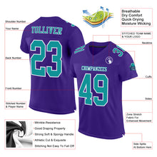 Загрузить изображение в средство просмотра галереи, Custom Purple Aqua-White Mesh Authentic Football Jersey