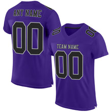 Загрузить изображение в средство просмотра галереи, Custom Purple Black-Gray Mesh Authentic Football Jersey