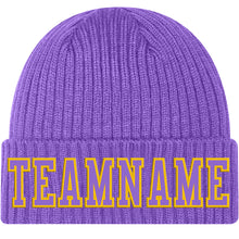 Charger l'image dans la galerie, Custom Purple Purple-Gold Stitched Cuffed Knit Hat