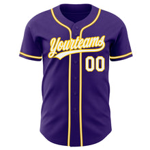 Загрузить изображение в средство просмотра галереи, Custom Purple White-Gold Authentic Baseball Jersey