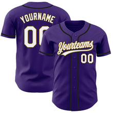 Загрузить изображение в средство просмотра галереи, Custom Purple White Old Gold-Black Authentic Baseball Jersey