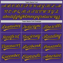 Load image into Gallery viewer, Custom Purple Black-Old Gold Authentic Baseball Jersey